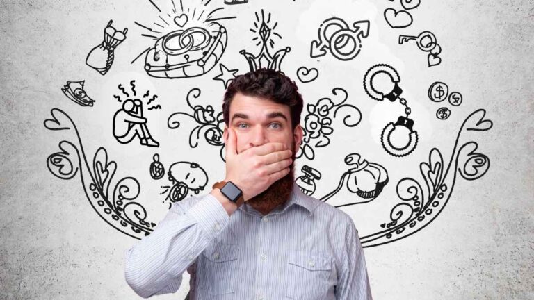 een man die zijn geheime gedachten verbergt